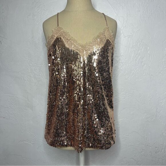 La Miel Tank Size S Blush Sequin Top - Picture 1 of 8